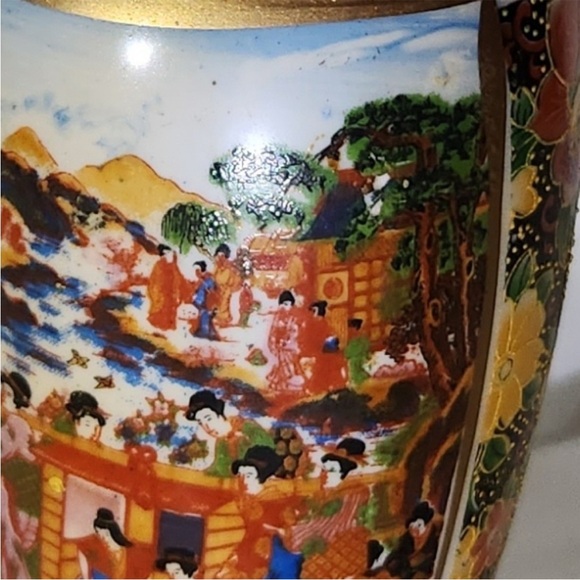 Ant. Japan Export Moriage Satsuma Meiji Period Hand Decorated Porcelain Vase - Picture 10 of 13